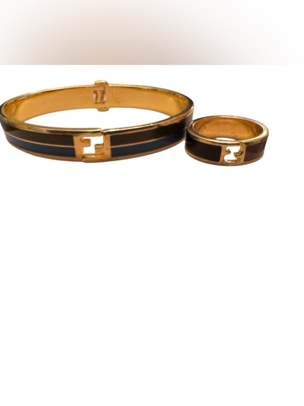 Fendi Fendista Enamel Cuff & Fendi Fendista Ring with COA